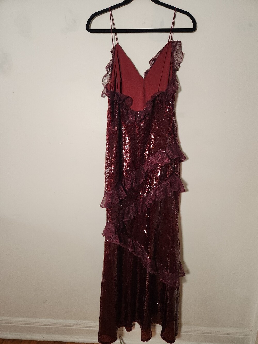 LOVESHACKFANCY Rialto Sequin Maxi Dress in Bordeaux $995 MSRP NEW NWT - Picture 3 of 7